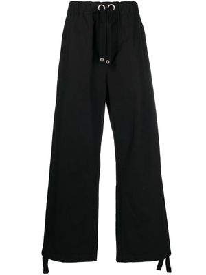 Versace logo-embroidery straight trousers - Black