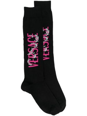 Versace logo-intarsia socks - Black
