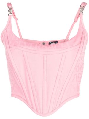 Versace logo-jacquard corset top - Pink