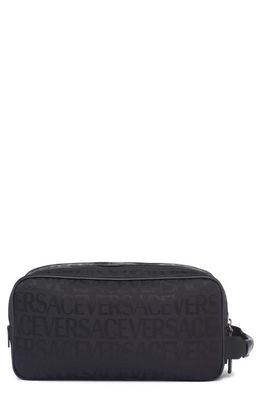 Versace Logo Jacquard Dopp Kit in Black-Ruthenium