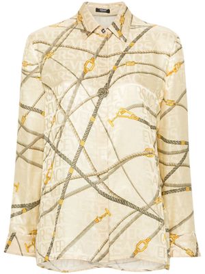 Versace logo-jacquard graphic-print shirt - Yellow