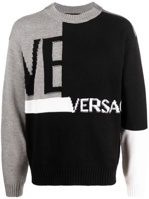 Versace logo-knit wool jumper - Black