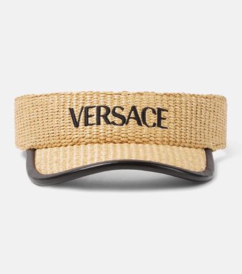 Versace Logo leather-trimmed visor