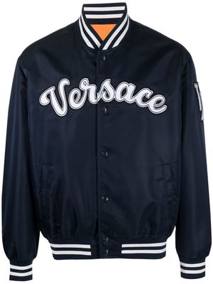 Versace logo-patch bomber jacket - Blue
