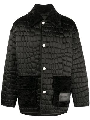 Versace logo-patch coat - Black