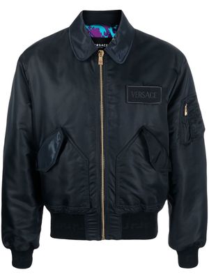 Versace logo-patch padded bomber jacket - Black