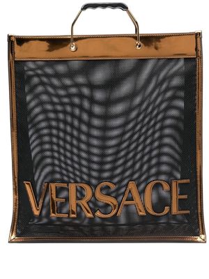Versace logo-patch sheer tote - Black