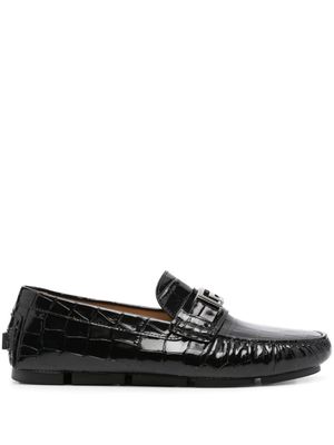 Versace logo-plaque crocodile-effect loafers - Black