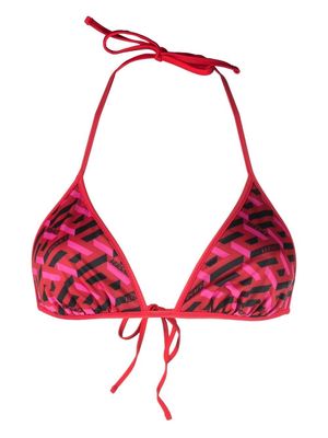 Versace logo-print bikini top - Red