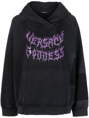 Versace logo-print cotton hoodie - Black
