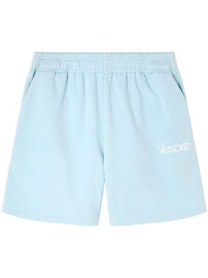 Versace logo-print cotton track shorts - Blue