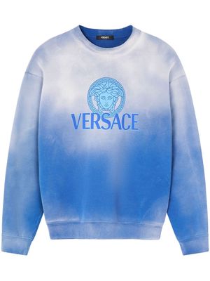 Versace logo-print gradient cotton sweatshirt - Blue