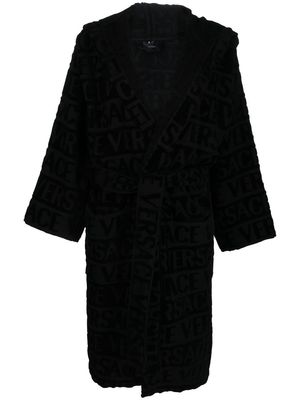 Versace logo-print hooded robe - Black