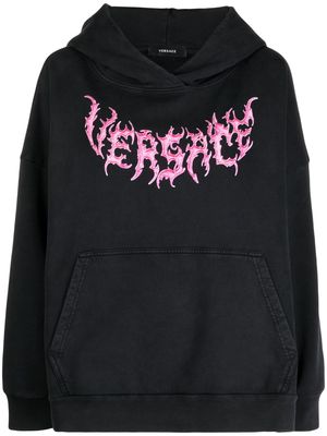 Versace logo-print hooded sweatshirt - Black