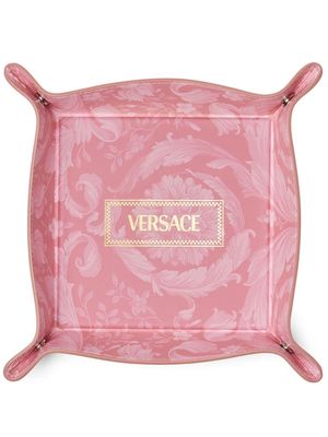 Versace logo-print leather tray - Pink