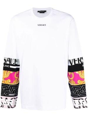 Versace logo-print long-sleeve top - White