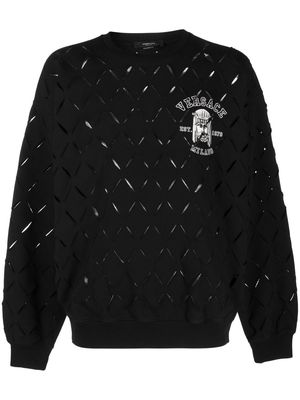 Versace logo-print open-knit jumper - Black