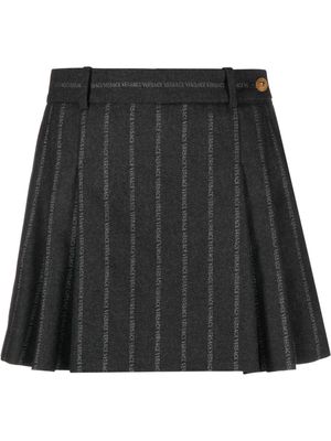 Versace logo-print pleated skirt - Grey