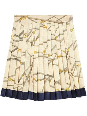 Versace logo-print silk pleated skirt - Neutrals