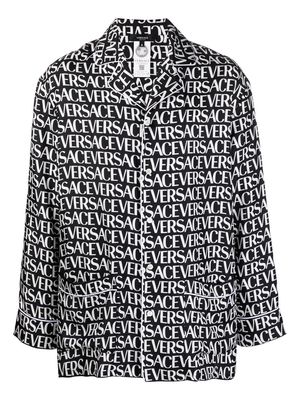 Versace logo-print silk sleep shirt - Black