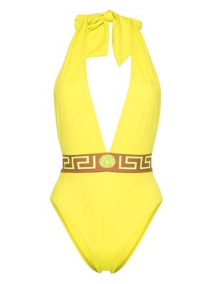 Versace logo-print strap swimsuit - Yellow