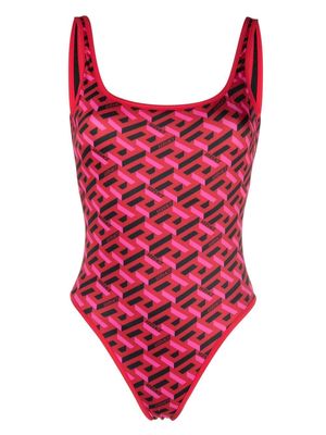 Versace logo-print swimsuit - Red