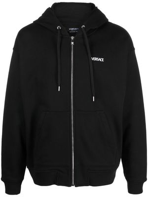 Versace logo-print zip-fastening hoodie - Black