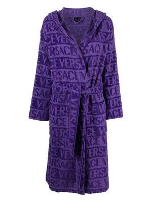 Versace logo towelling belted robe - 1L540 - Purple