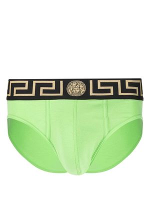 Versace logo-waist cotton briefs - Green
