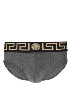Versace logo-waist cotton briefs - Grey