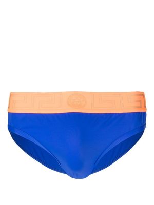 Versace logo-waist swim briefs - Blue