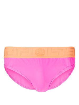 Versace logo-waist swim briefs - Pink