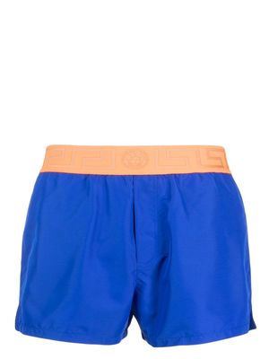 Versace logo-waistband swim shorts - Blue