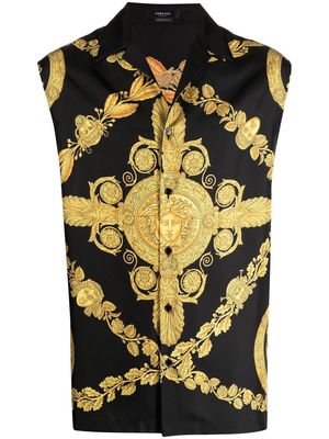 Versace Maschera Baroque sleeveless silk shirt - Black