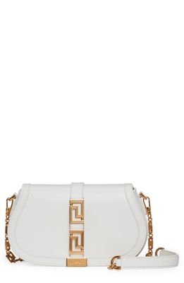 Versace Medium Greca Goddess Leather Shoulder Bag in Optical White-Versace Gold