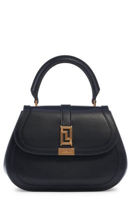 Versace Medium Greca Goddess Leather Top Handle Bag in Black-Versace Gold