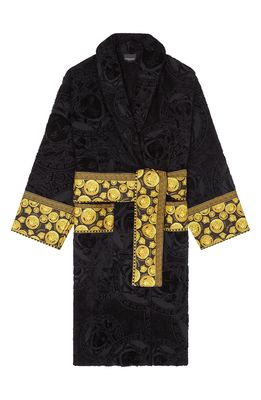 Versace Medusa Amplified Cotton Bath Robe in Black-Gold