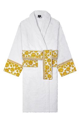 Versace Medusa Amplified Cotton Bath Robe in White Gold
