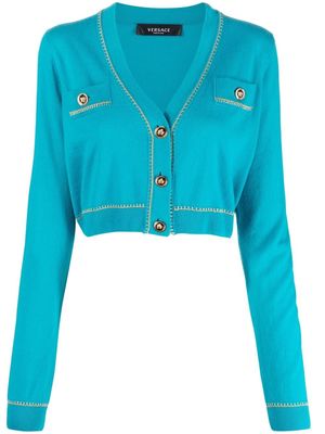 Versace Medusa buttons cropped cardigan - Blue