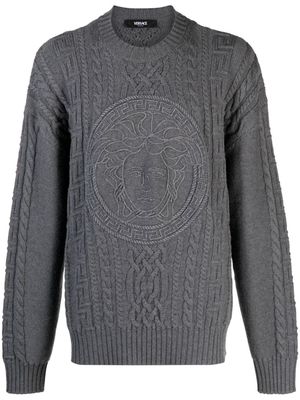 Versace Medusa cable-knit jumper - Grey