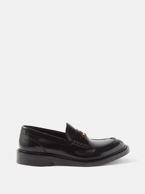 Versace - Medusa-coin Leather Penny Loafers - Mens - Black