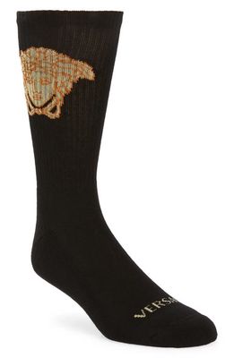 Versace Medusa Crew Socks in Black/Gold
