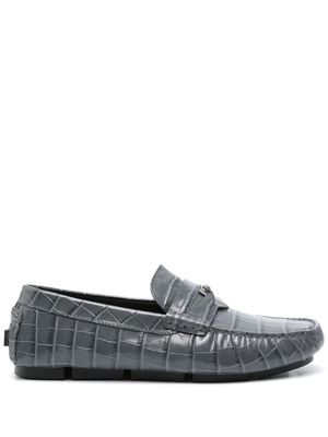 Versace Medusa croc-effect leather loafers - Grey