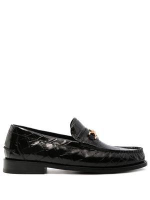 Versace Medusa crocodile-embossed leather loafers - Black