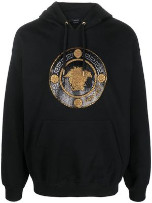Versace Medusa crystal-embellished hoodie - Black