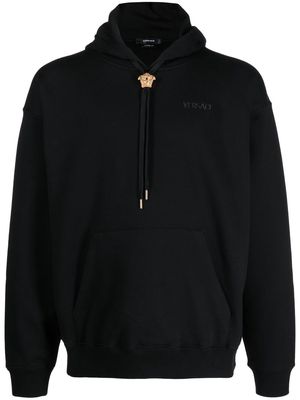Versace Medusa-drawstring rib-trimmed hoodie - Black