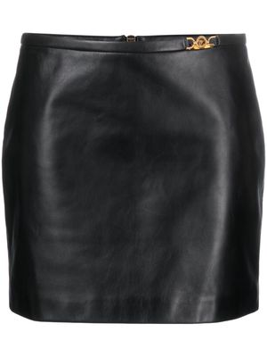 Versace Medusa-embellished leather miniskirt - Black