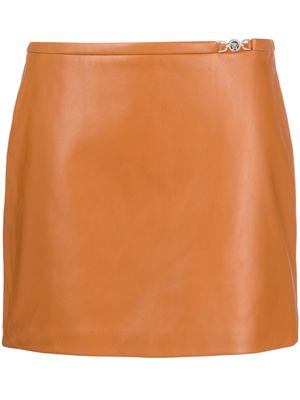 Versace Medusa-embellished leather miniskirt - Brown