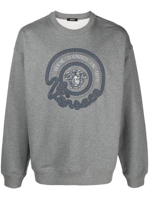 Versace Medusa-embroidered cotton sweatshirt - Grey