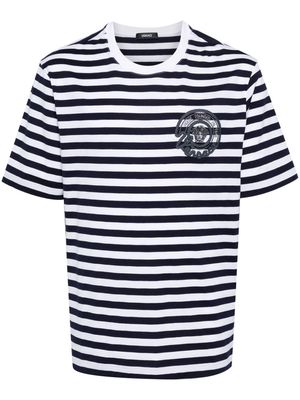 Versace Medusa-embroidered striped T-shirt - Blue